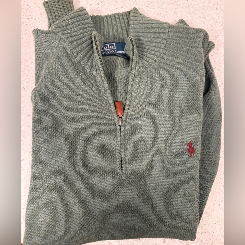 Ralph Lauren Men's Olive Zip-Up Sweater